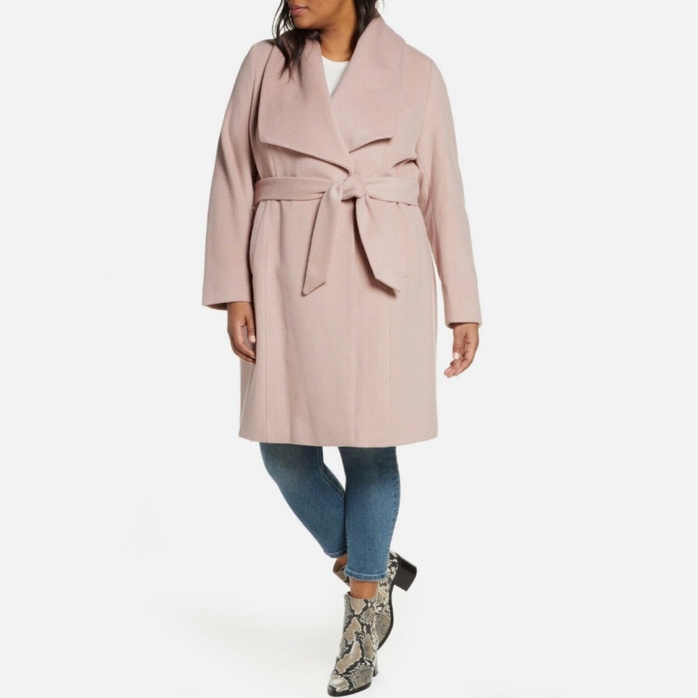 **SALE** COLE HAAN SIGNATURE PINK/BLUSH Slick Wool Blend Wrap Coat. 3X